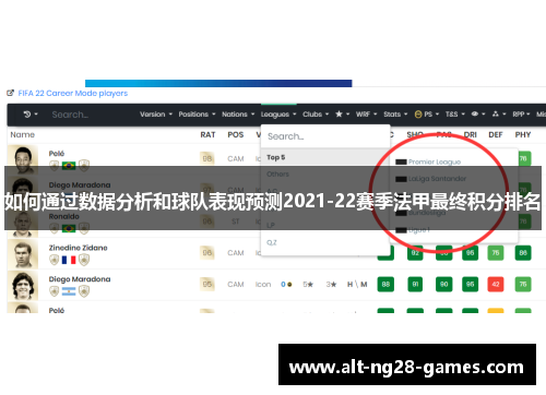 如何通过数据分析和球队表现预测2021-22赛季法甲最终积分排名