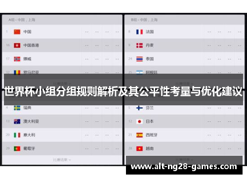 世界杯小组分组规则解析及其公平性考量与优化建议